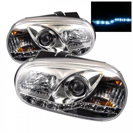 Ксеноновые фары Spyder Auto для Volkswagen Golf IV 99-05, DRL - Chrome